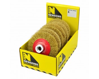 Box of 95mm x M14 Crimped Steel Flat Wire Cup Brushes